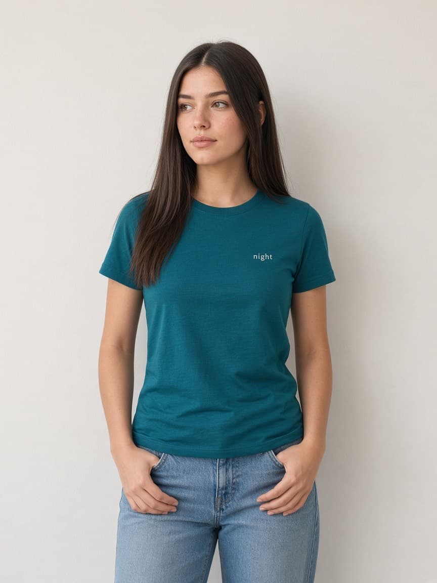 Night Bus in Teal, worn